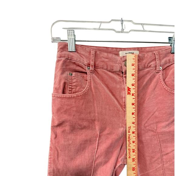 Isabel Marant 4 Anyree Pink VELVET $258 High Rise Pants Crop Flare Leg Jeans 36 - Picture 7 of 14